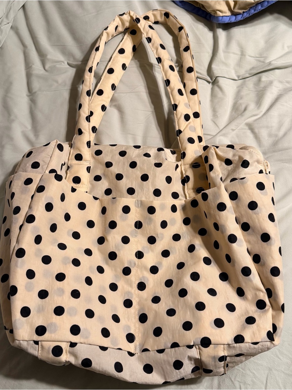 Baggu Cream and Black small cloud carry on nylon bag